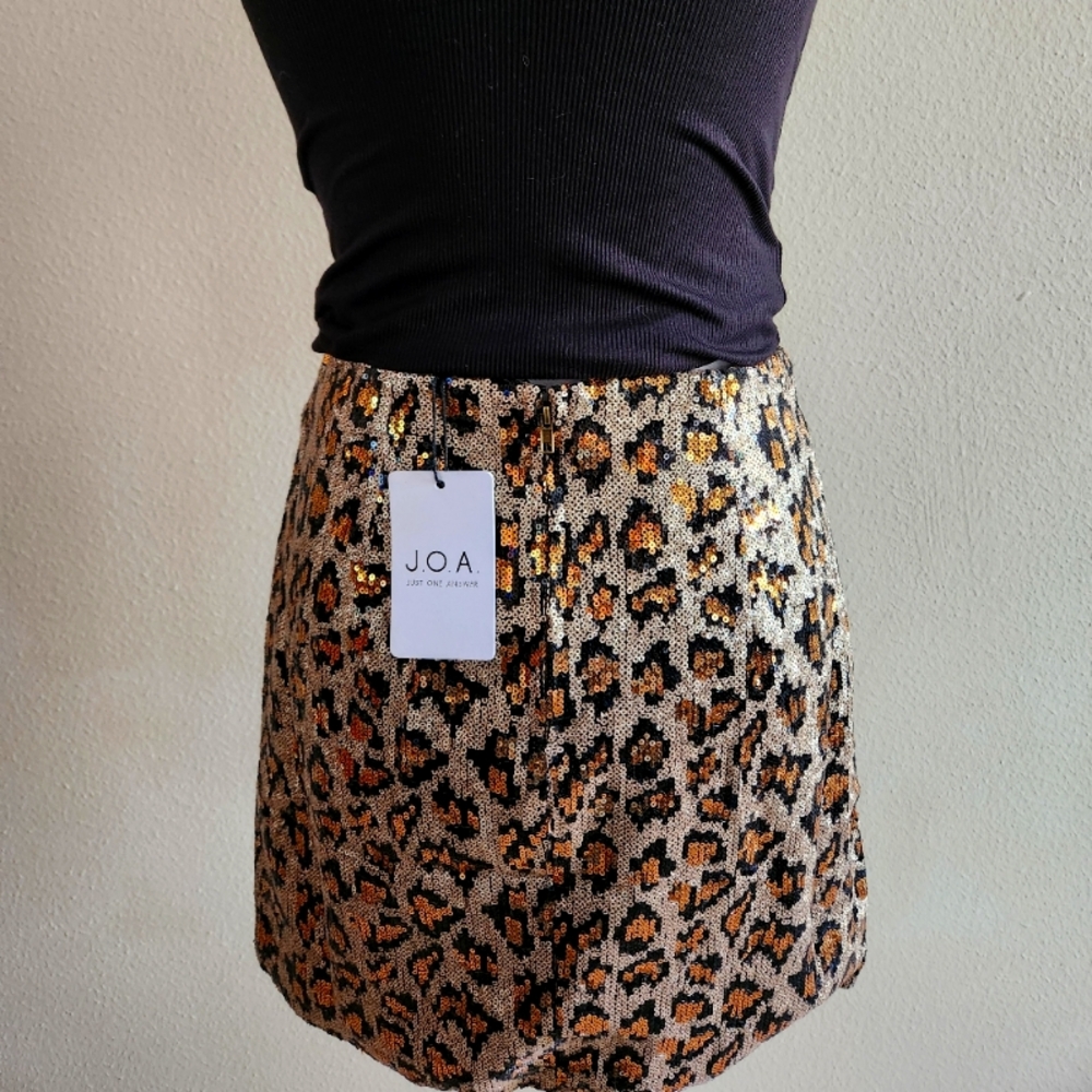 J.O.A. Sequined Animal Print Mini